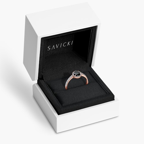 Pierścionek zaręczynowy This is Love: różowe złoto, czarny diament